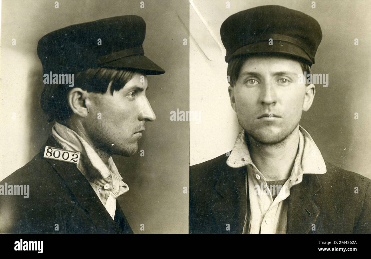 Photograph of John Webber. This item is the prison photograph, also known as the mug shot, of Leavenworth inmate John Webber Bureau of Prisons, Inmate case files. Stock Photo