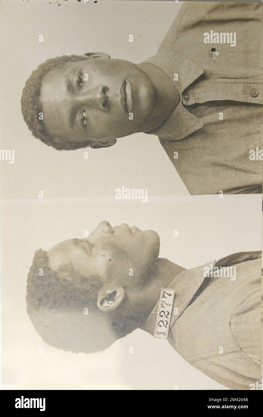 Photograph of Joseph Wardlow. This item is the prison photograph, also known as the 'mug shot,' of Leavenworth inmate Joseph Wardlow, register number 12277. Bureau of Prisons, Inmate case files. Stock Photo