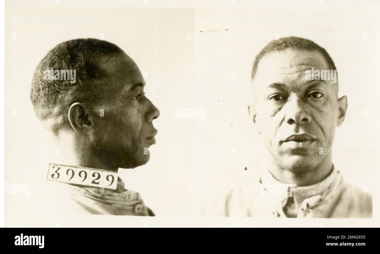 Photograph of Lemuel Hawkins. This item is the prison photograph, also known as the 'mug shot,' of Leavenworth inmate Lemuel Hawkins Bureau of Prisons, Inmate case files. Stock Photo