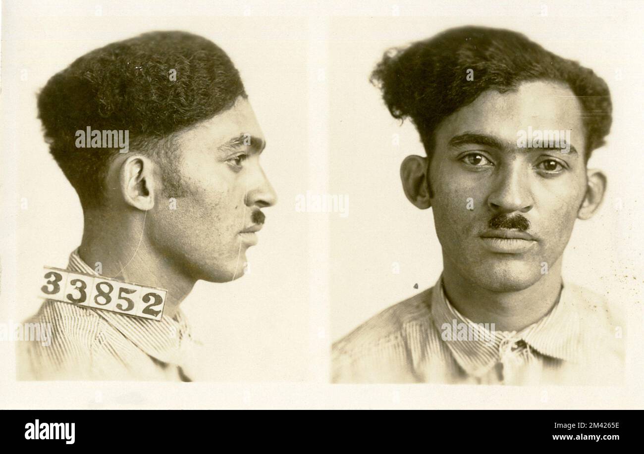 Photograph of Dewey Upton. This item is the prison photograph, also known as the 'mug shot,' of Leavenworth inmate Dewey Upton Bureau of Prisons, Inmate case files. Stock Photo