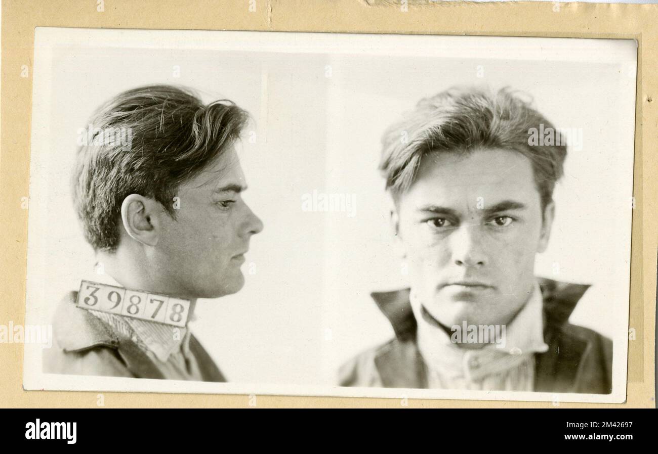 Photograph of Joseph Tymchuk. This item is the prison photograph, also known as the 'mug shot,' of Leavenworth inmate Joseph Tymchuk register number 339878. Bureau of Prisons, Inmate case files. Stock Photo