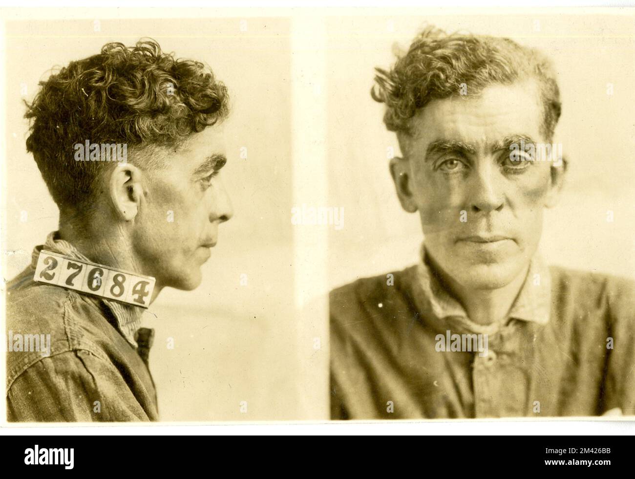 Photograph of Charles Larkin. This item is the prison photograph, also known as the 'mug shot,' of Leavenworth inmate Charles Larkin, register number 27684. Bureau of Prisons, Inmate case files. Stock Photo
