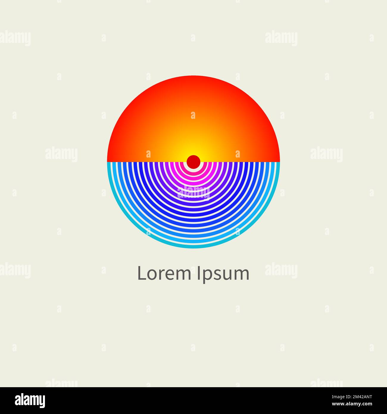 Sunset logo, sun and sea geometric icon Stock Vector