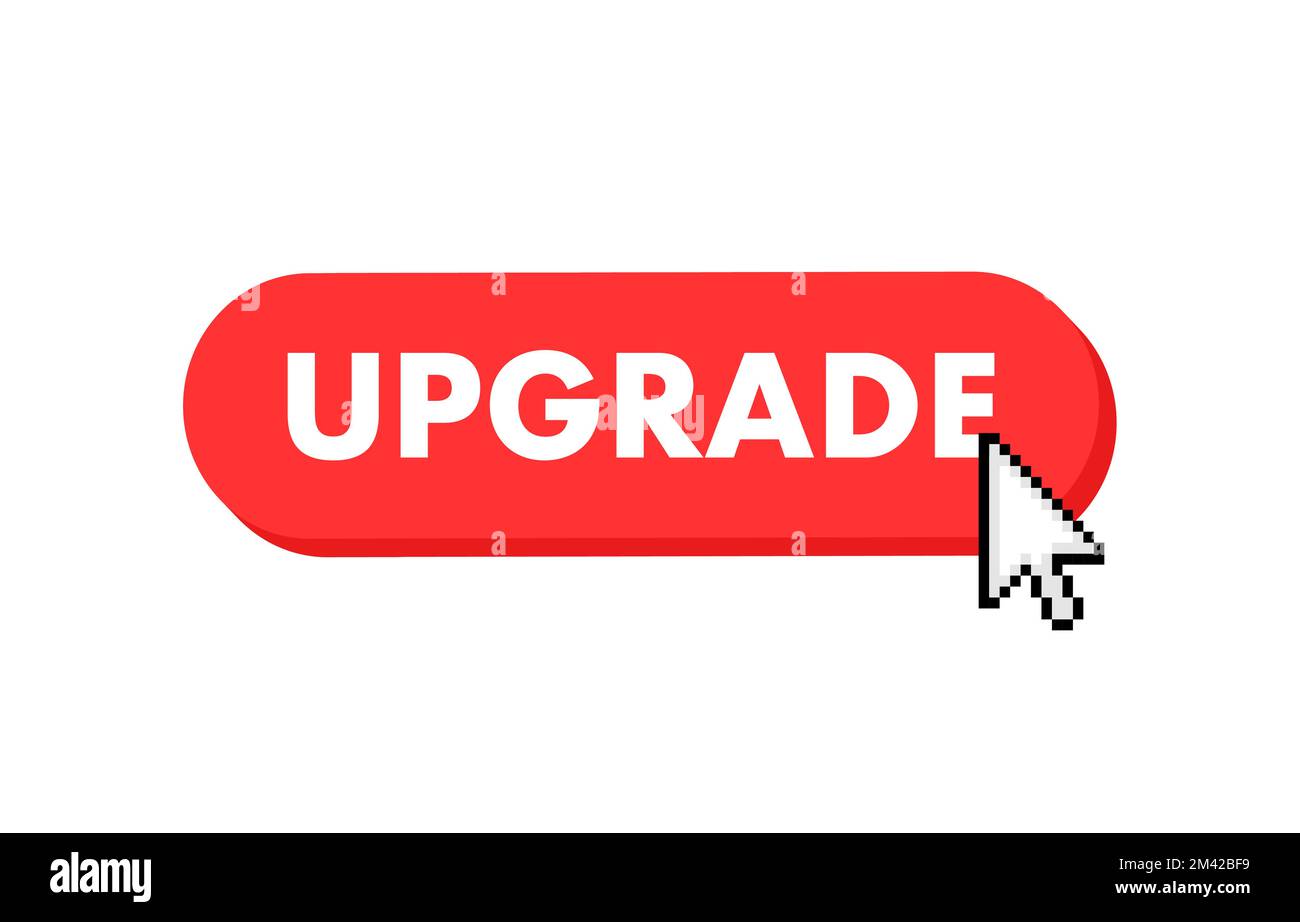 Upgrade button with cursor. Pointer click. Vector web button Stock Vector