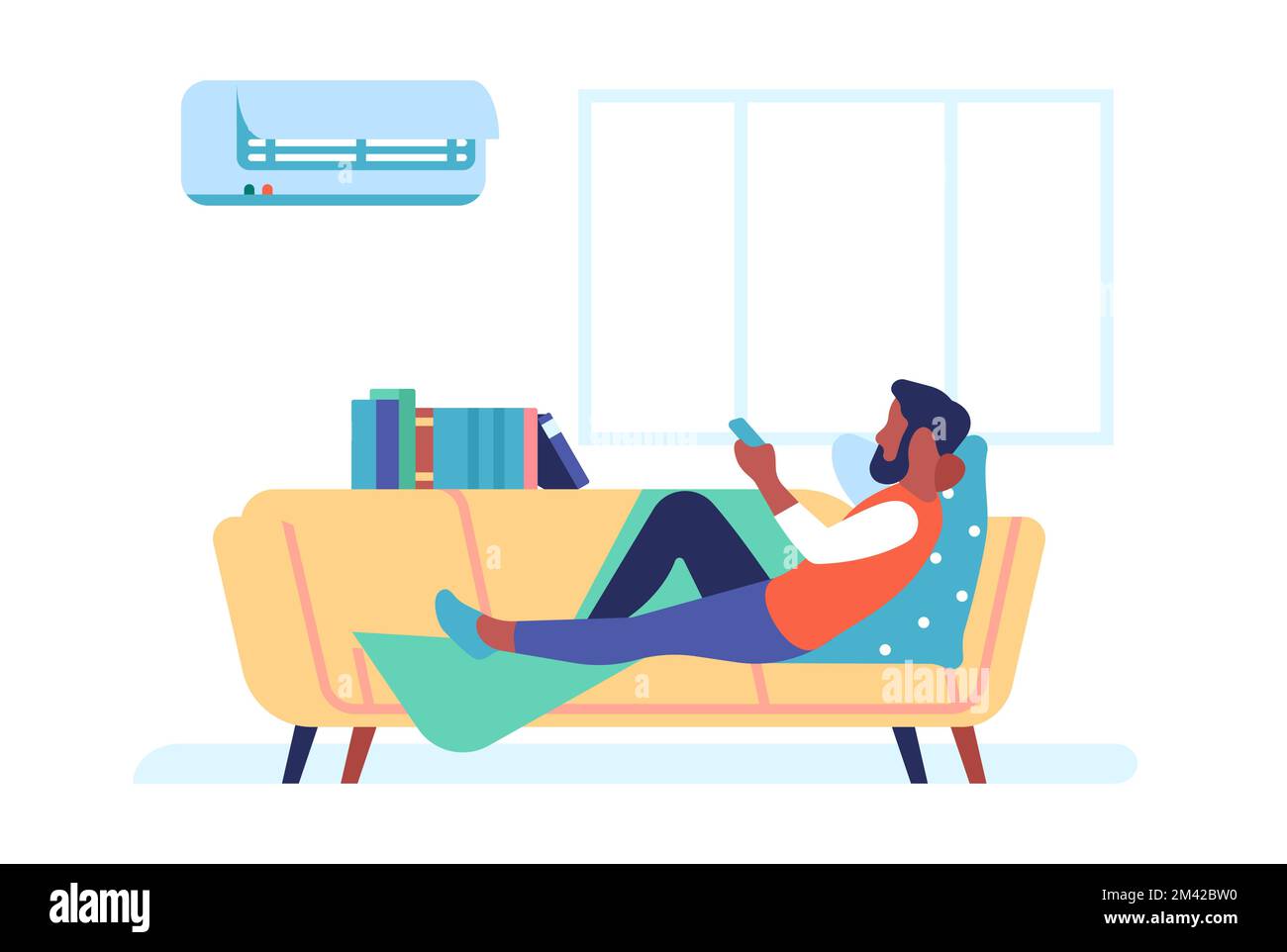 Air conditioning. Summer electric cooling. Cold temperature in room