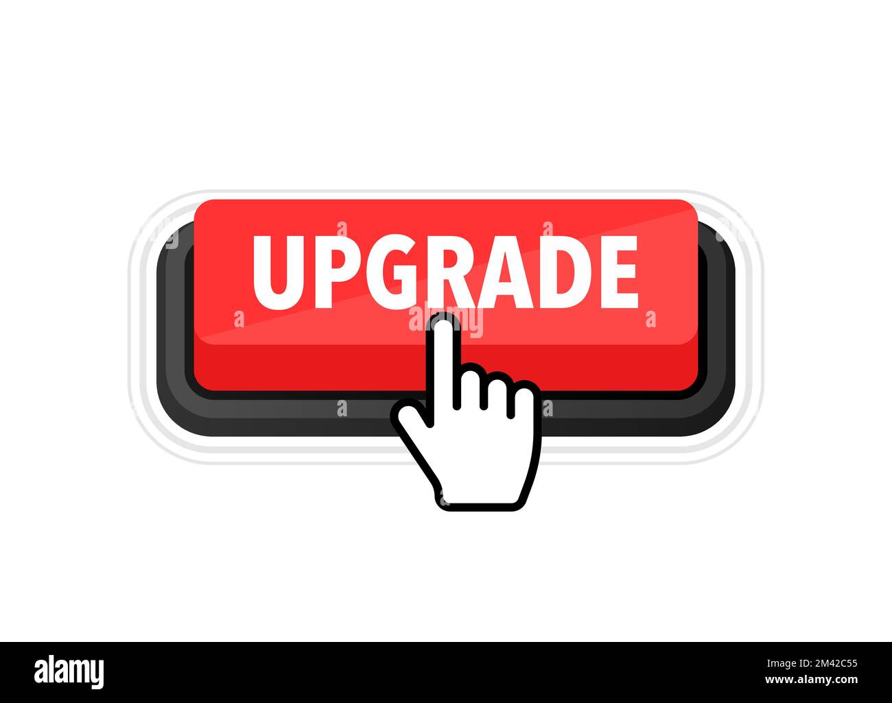 Upgrade button with cursor. Pointer click. Vector web button Stock Vector
