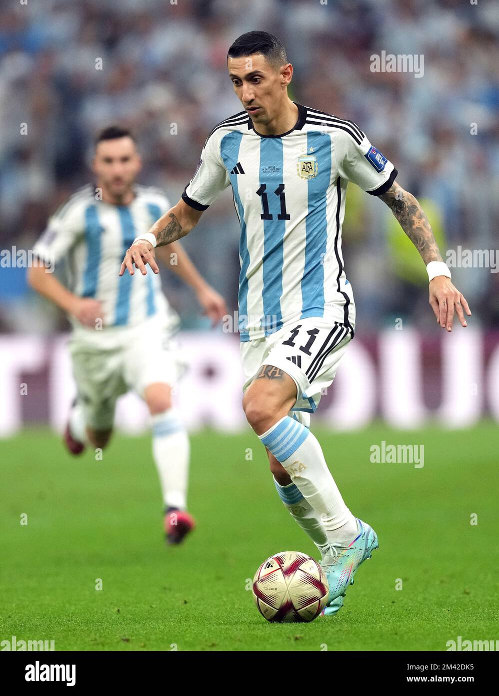Argentina's Angel Di Maria in action during the FIFA World Cup final at Lusail Stadium, Qatar. Picture date: Sunday December 18, 2022. Stock Photo