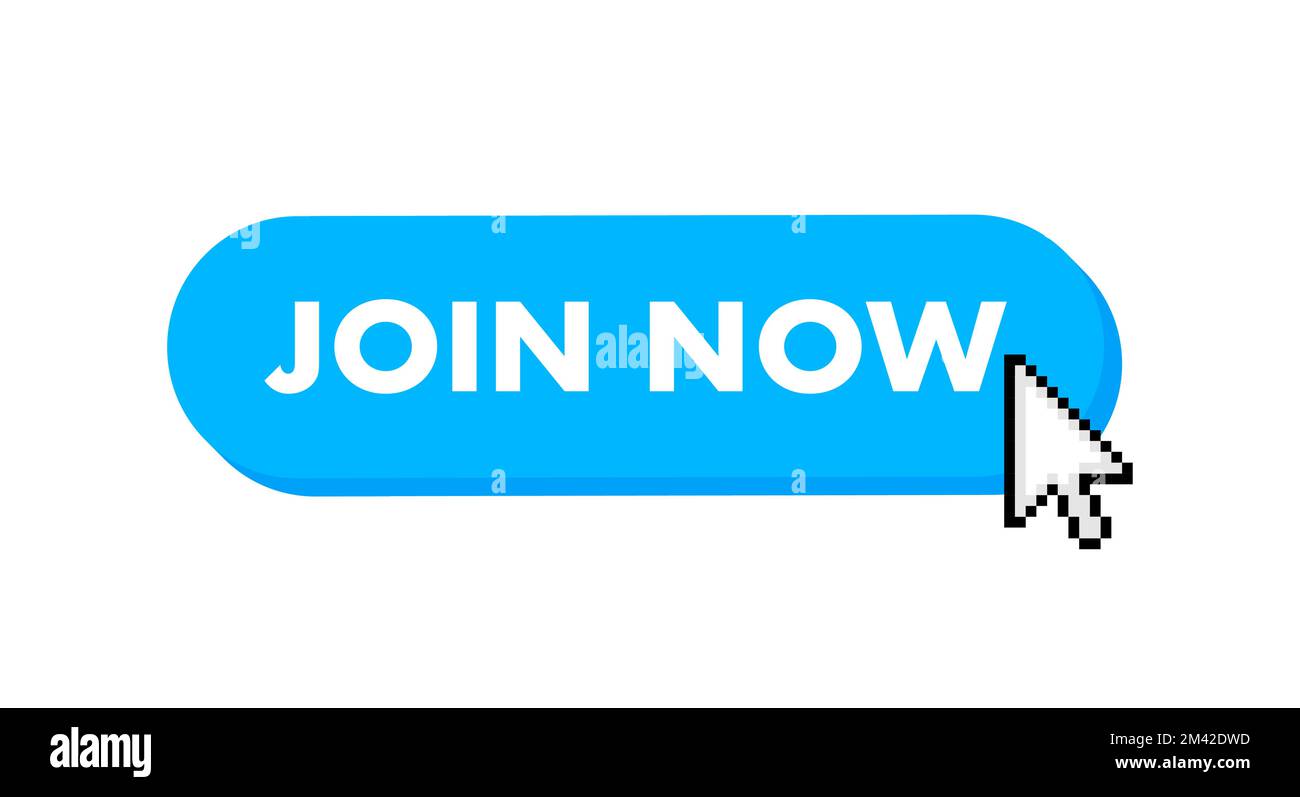 Join now button with cursor. Pointer click. Vector web button. Stock Vector