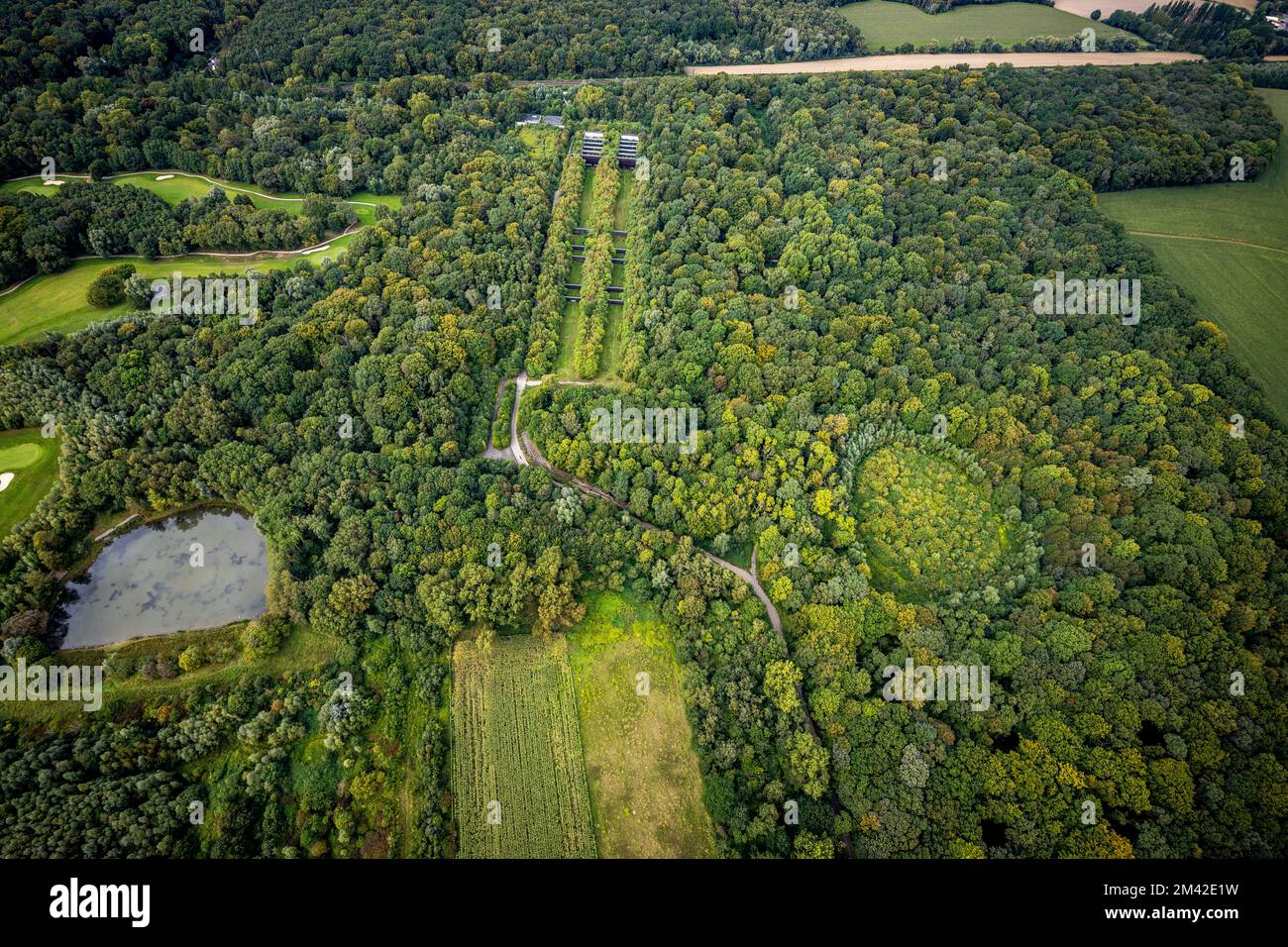 Aerial view, Former shooting range in the nature reserve Buschei Am