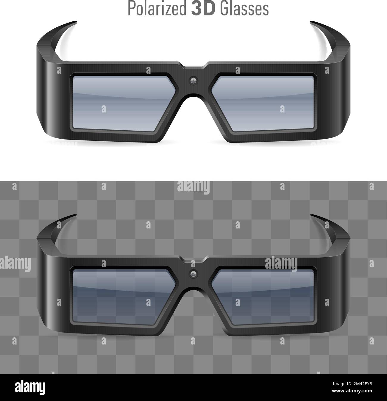 Illustration of Polarized 3D Cinema Glasses on White and Transparent
