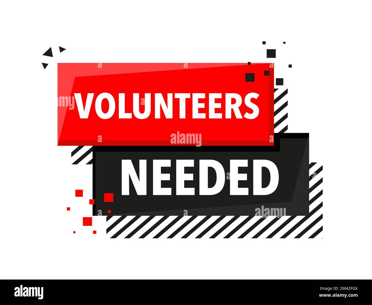 Volunteers needed Announcement Megaphone Label. Loudspeaker speech bubble. Stock Vector