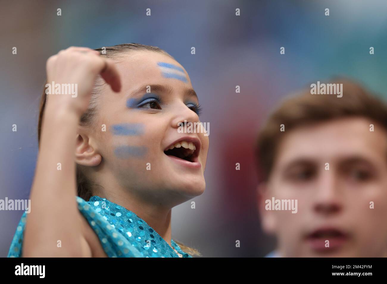 Doha, Qatar. 18th Dec, 2022. Argentina Fan during a match against France valid for the Final World Cup in Qatar at Estadio Lusail in the city of Doha in Qatar. December 18, 2022. (Photo: William Volcov) Credit: Brazil Photo Press/Alamy Live News Stock Photo