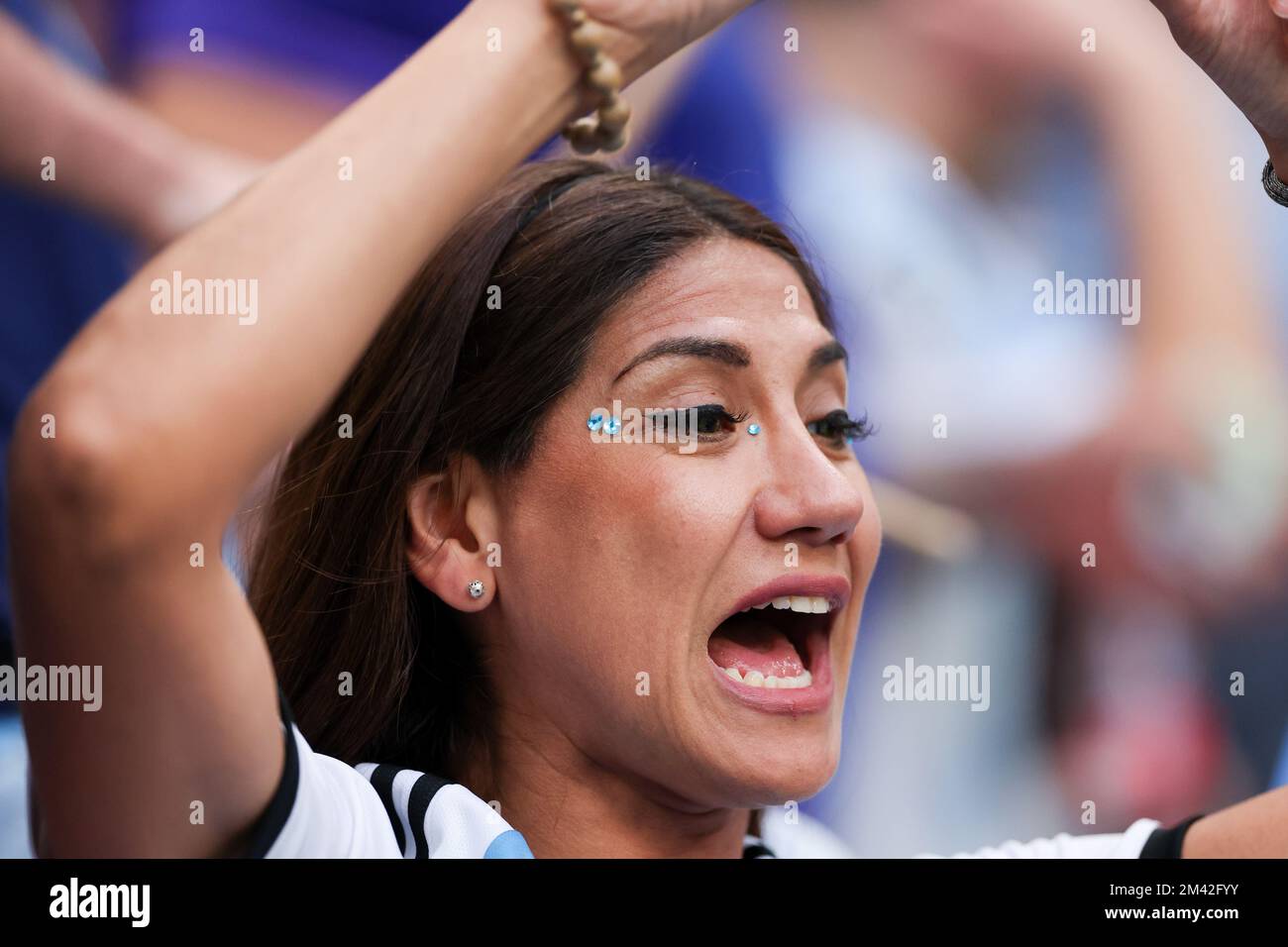 Doha, Qatar. 18th Dec, 2022. Argentina Fan during a match against France valid for the Final World Cup in Qatar at Estadio Lusail in the city of Doha in Qatar. December 18, 2022. (Photo: William Volcov) Credit: Brazil Photo Press/Alamy Live News Stock Photo