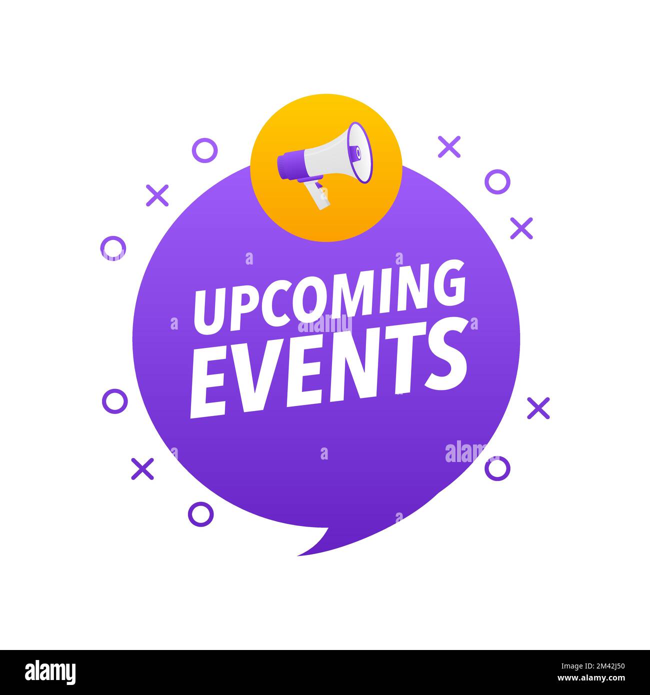 events Announcement Megaphone Label. Loudspeaker speech bubble