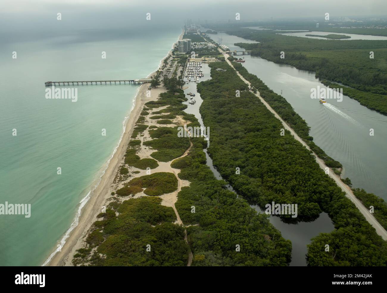 The Stranahan River and coast near Fort Lauderdale in Florida, USA Stock Photo