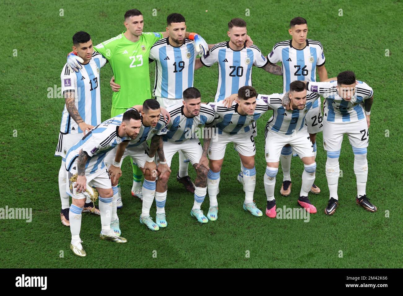 LUSAIL CITY, QATAR - DECEMBER 18: Argentina players pose for a team photo during the FIFA World Cup Qatar 2022 Final match between Argentina and France at Lusail Stadium on December 18, 2022 in Lusail City, Qatar. Photo: Igor Kralj/PIXSELL Stock Photo