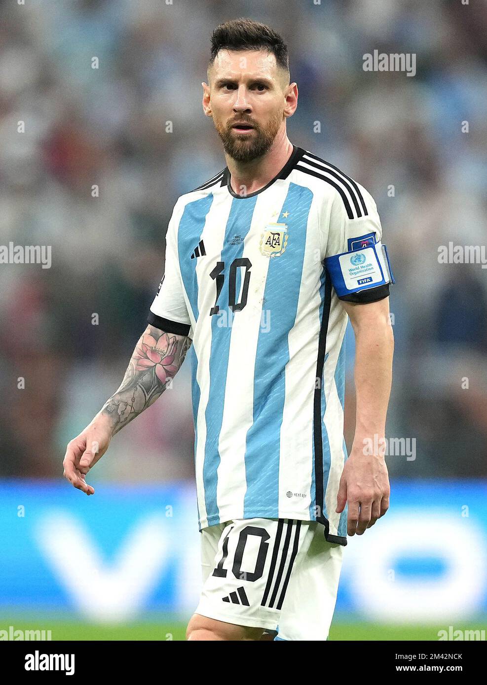 Argentina's Lionel Messi looks on during the FIFA World Cup final at Lusail Stadium, Qatar. Picture date: Sunday December 18, 2022. Stock Photo