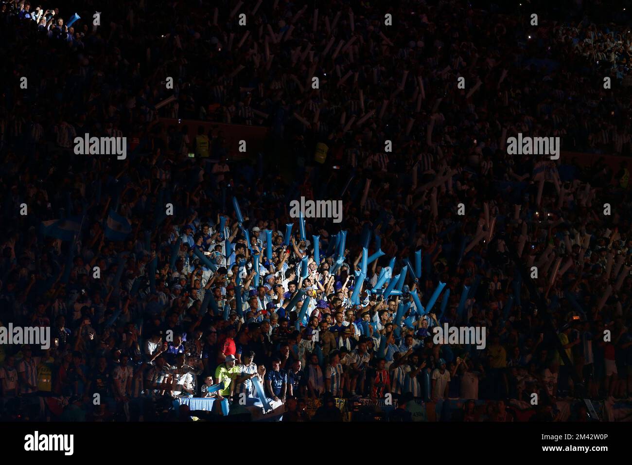 LUSAIL, QATAR - DECEMBER 18: Supporters of Argentina celebrate before the FIFA World Cup Qatar 2022 Final match between Argentina and France at Lusail Stadium on December 18, 2022 in Lusail, Qatar. (Photo by Florencia Tan Jun/PxImages) Credit: Px Images/Alamy Live News Stock Photo