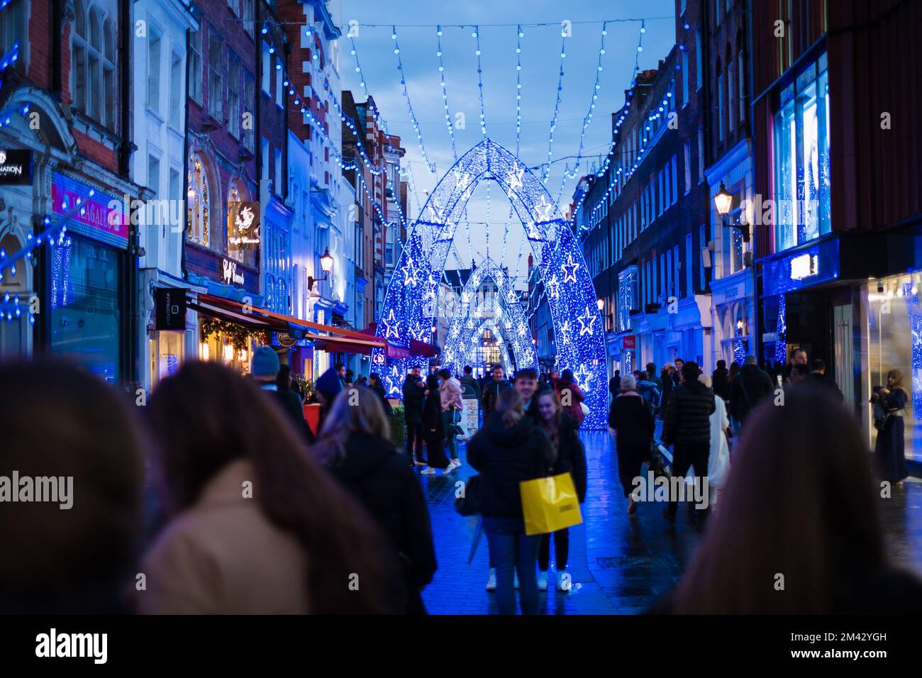 London, UK November 6, 2022 London Oxford street in Christmas lights
