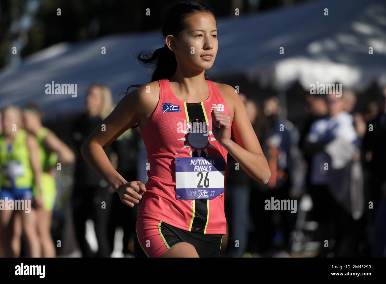 Thais Rolly runs in the girls race at the 43rd Champs Sports Cross Country Championships High School National Final, Saturday, Dec. 10, 2022, in San Diego. Stock Photo