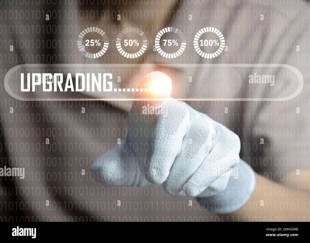 update concept, software upgrade icon on virtual screen Stock Photo