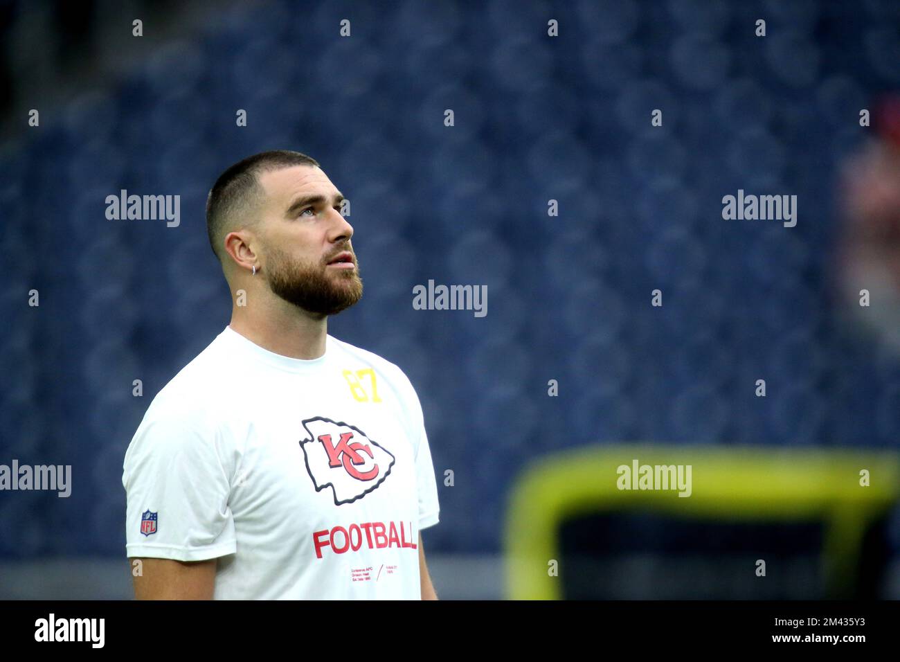 Houston, USA. 18th Dec, 2022. Kansas City Chiefs TRAVIS KELSEY (87) makes a  reception in the first half during the game between the Kansas City Chiefs  and the Houston Texans in Houston