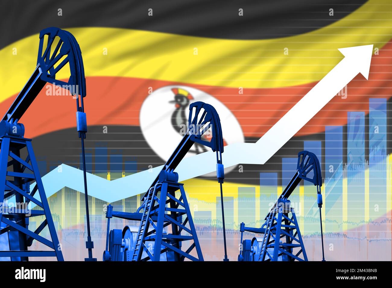 Uganda oil industry concept, industrial illustration - rising up chart ...