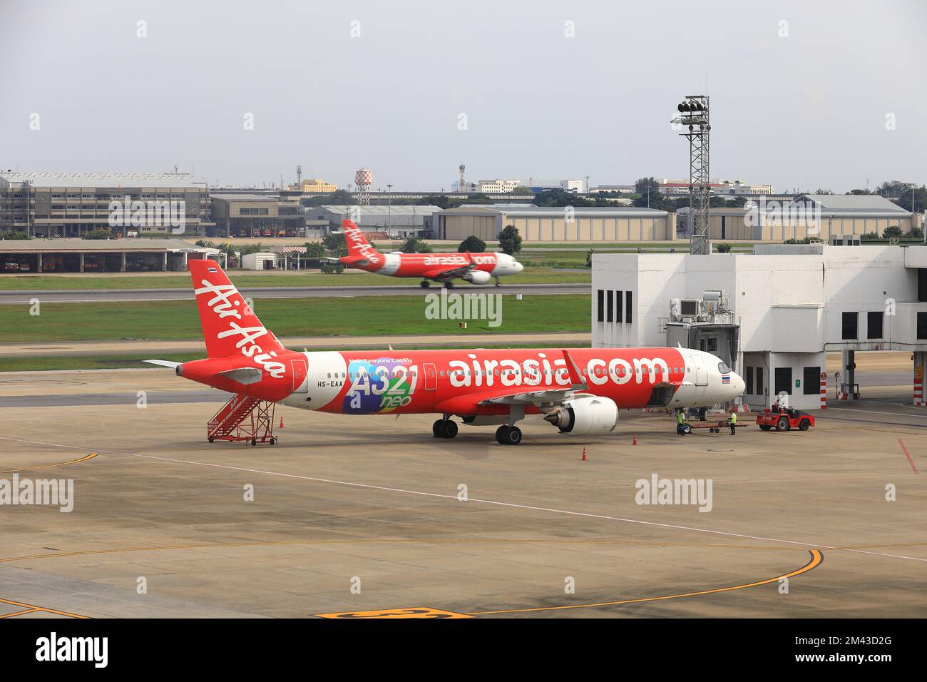 Airplane Tugs, Machine for push back the aircraft to taxiway, one in ground handling services Stock Photo