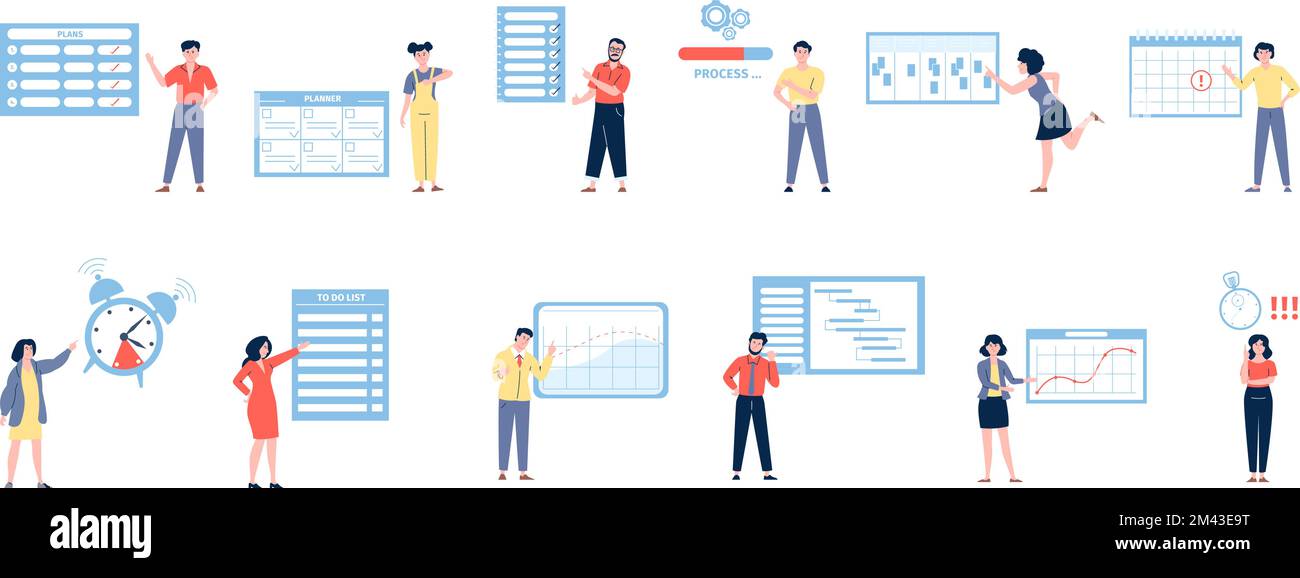 Business people point and looking. Pointing on graphs, to do list and