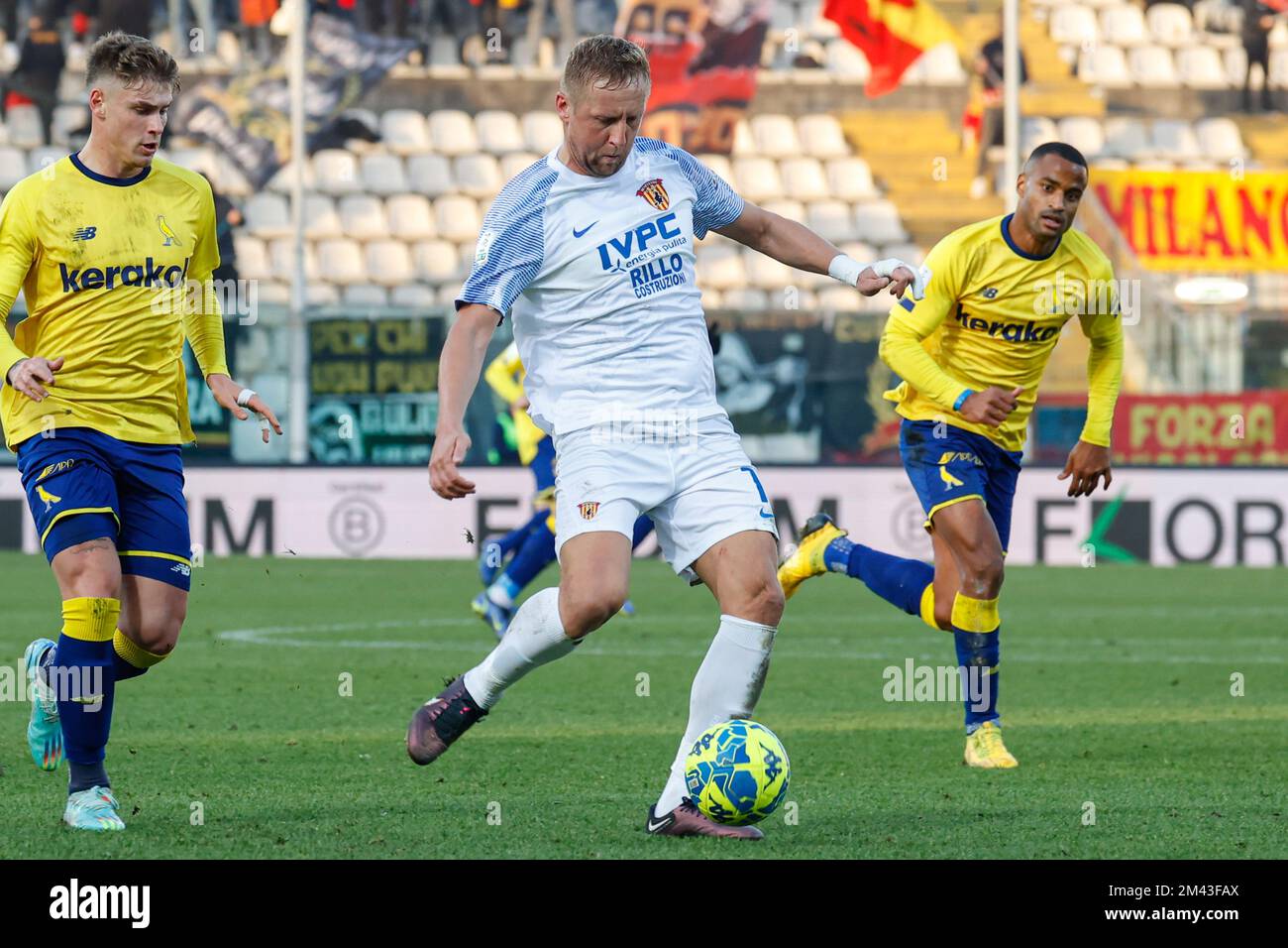 Modena, Italy. 21st Jan, 2023. Fabio Gerli (Modena) celebrates after  scoring the gol of 1-0 during Modena FC vs Cosenza Calcio, Italian soccer  Serie B match in Modena, Italy, January 21 2023