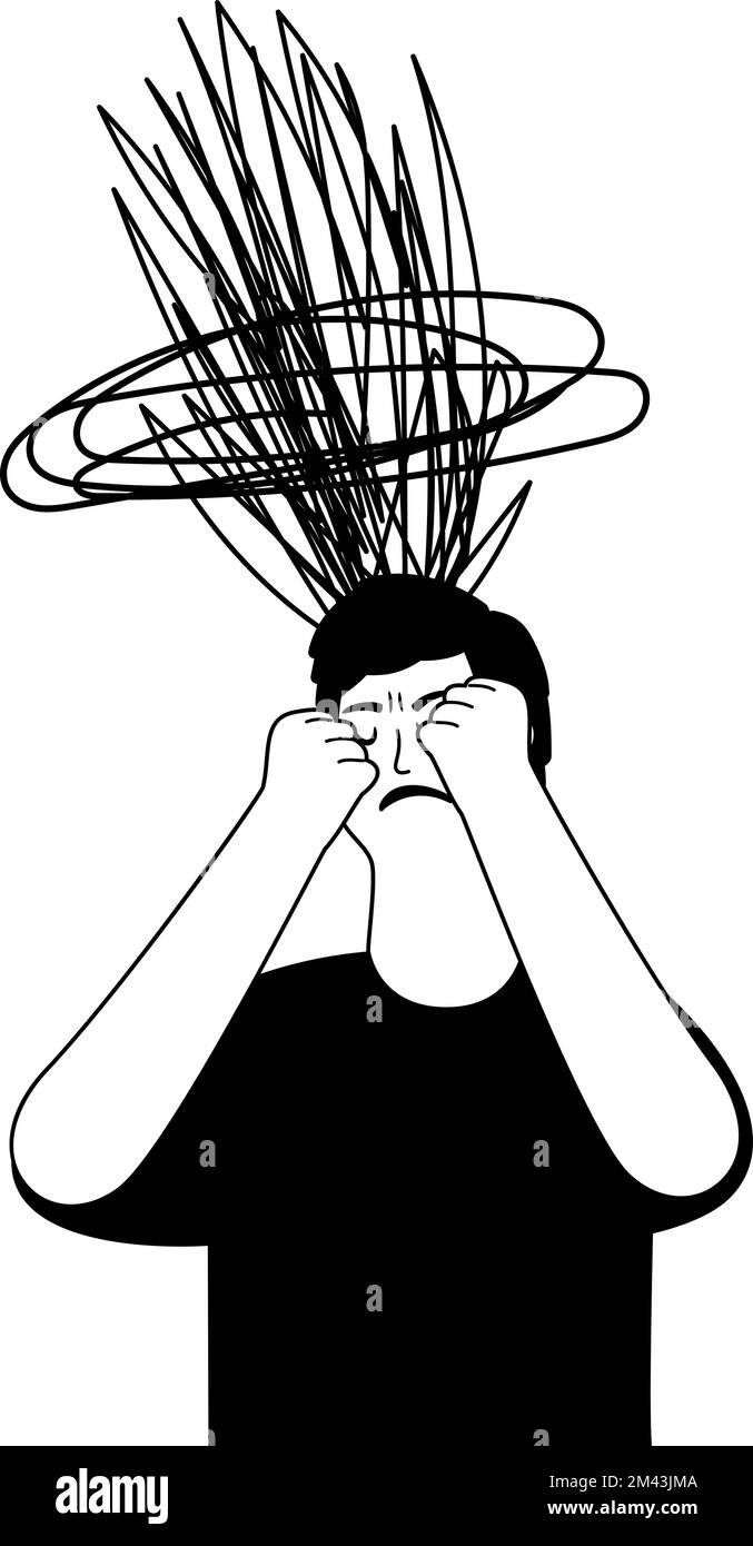 Angry upset man clenched his hands into fists and covers his face with