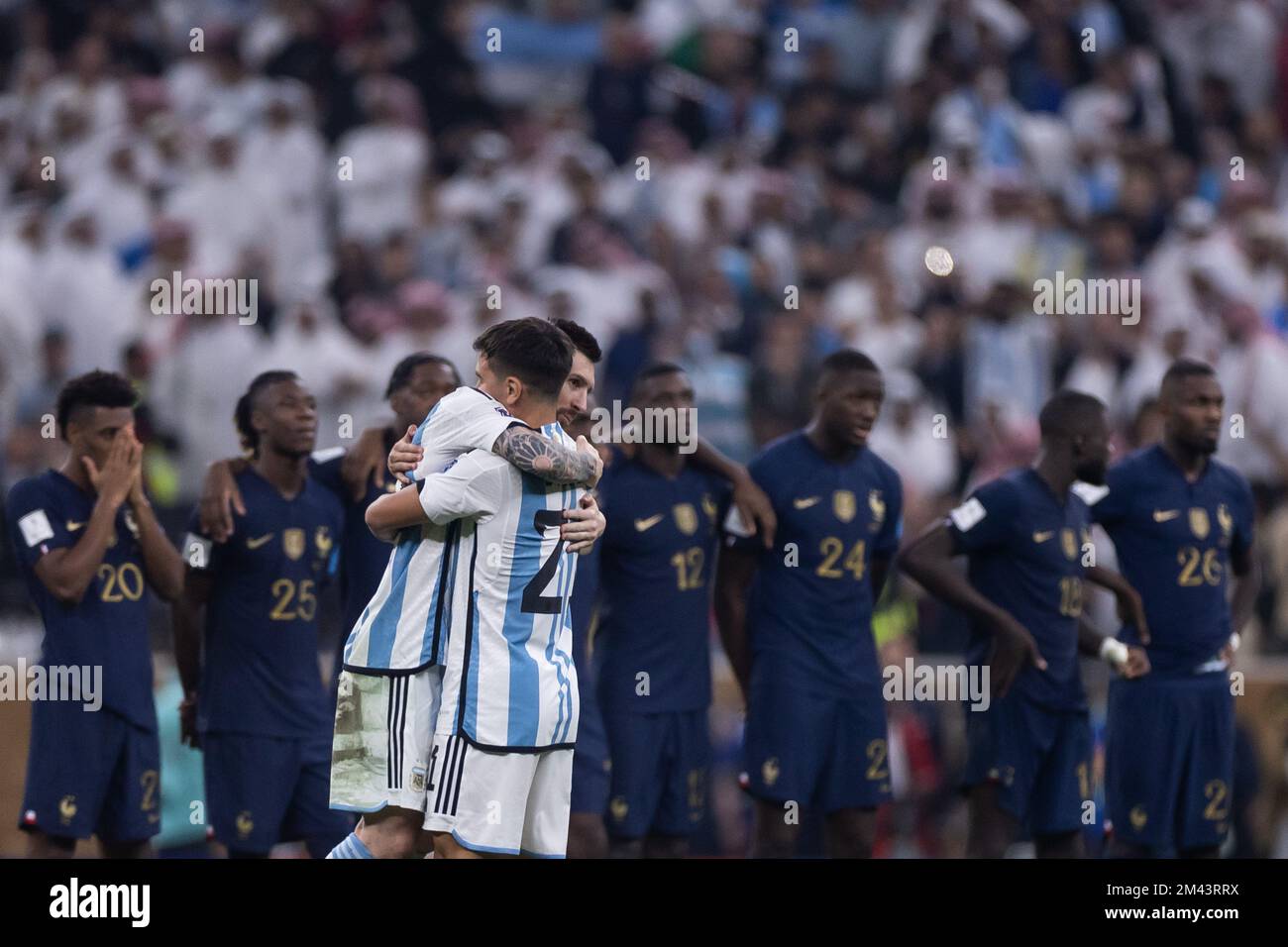Doha, Brazil. 18th Dec, 2022. Qatar - Doha - 12/18/2022 - 2022 WORLD CUP FINAL, ARGENTINA X FRANCE - Messi and Dybala Argentina players celebrate a goal scored from the penalty spot during a match against France at the Lusail stadium for the 2022 World Cup championship. Photo: Pedro Martins/AGIF/Sipa USA Credit: Sipa USA/Alamy Live News Stock Photo