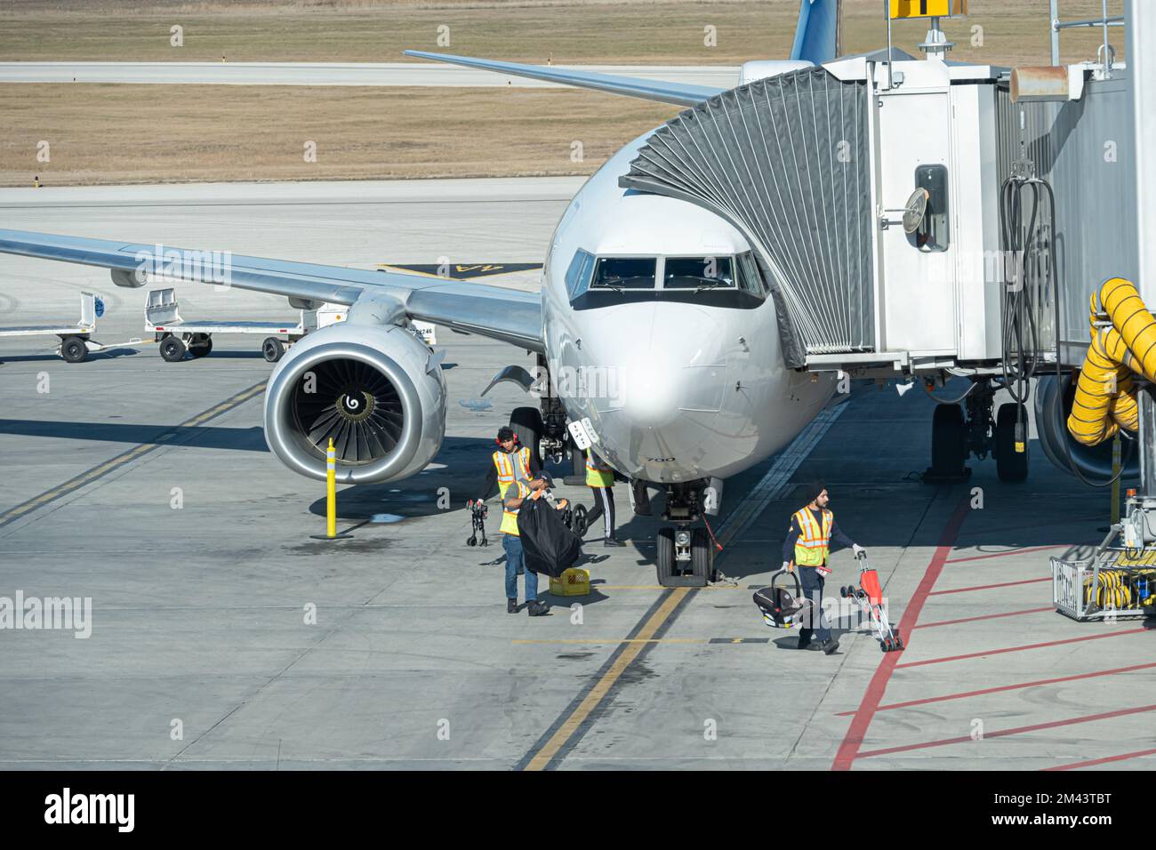 October 29 2022 - Winnipeg, Manitoba Canada - Airline Passenger jet preparing for departure Stock Photo