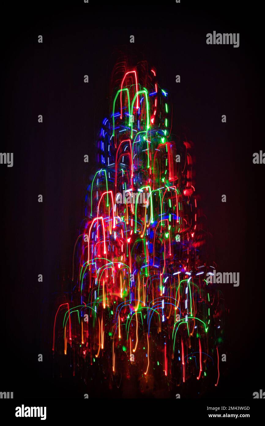 Sparkling and colorful Christmas tree Stock Photo