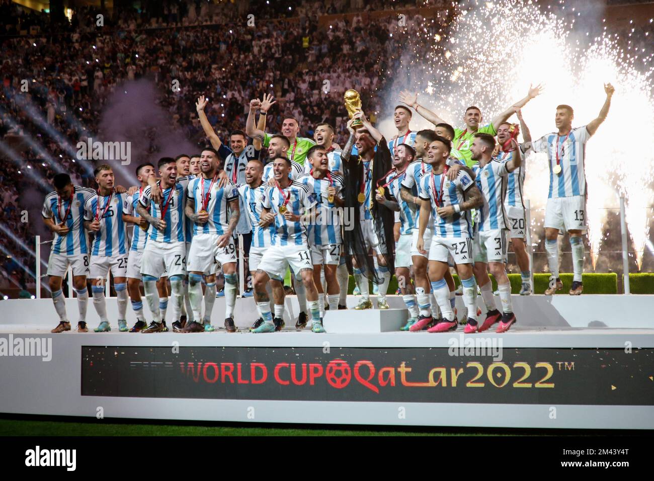 Lionel Messi of Argentina lifts the FIFA World Cup, Qatar. , 