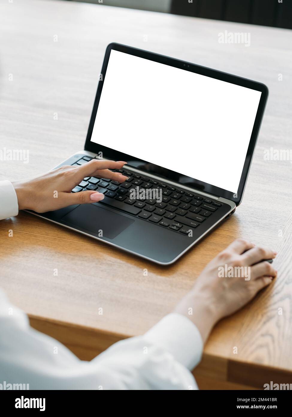 online courses studying woman computer mockup Stock Photo