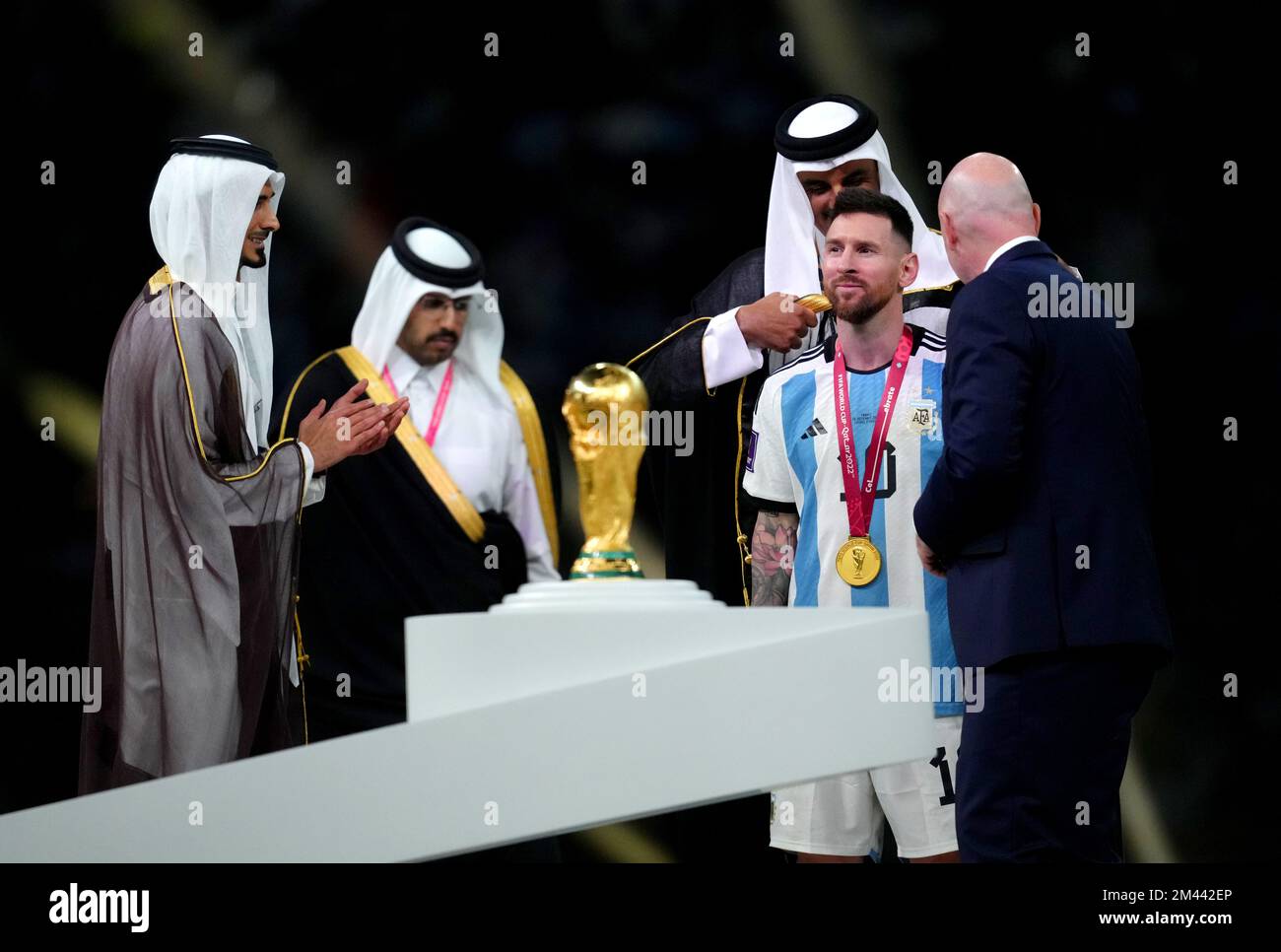 The Emir of Qatar, Sheikh Tamim bin Hamad Al Thani presents Argentina