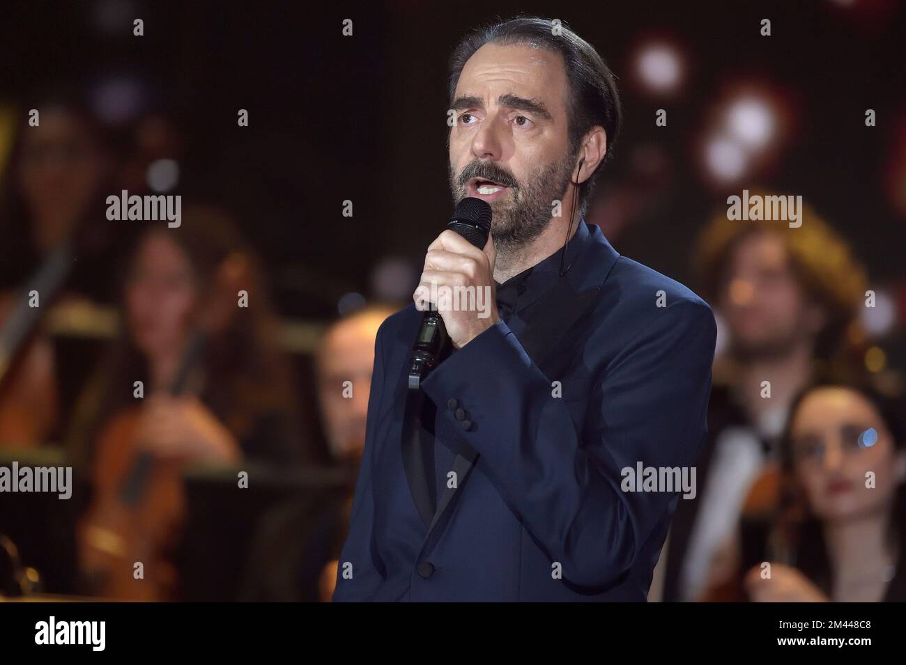 Neri Marcorè at the thirtieth edition of the Christmas Concert 2022. Auditorium Conciliazione, The concert will go on the evening of 1 January, on Canale 5. Rome (Italy) 17 December 2022 Stock Photo