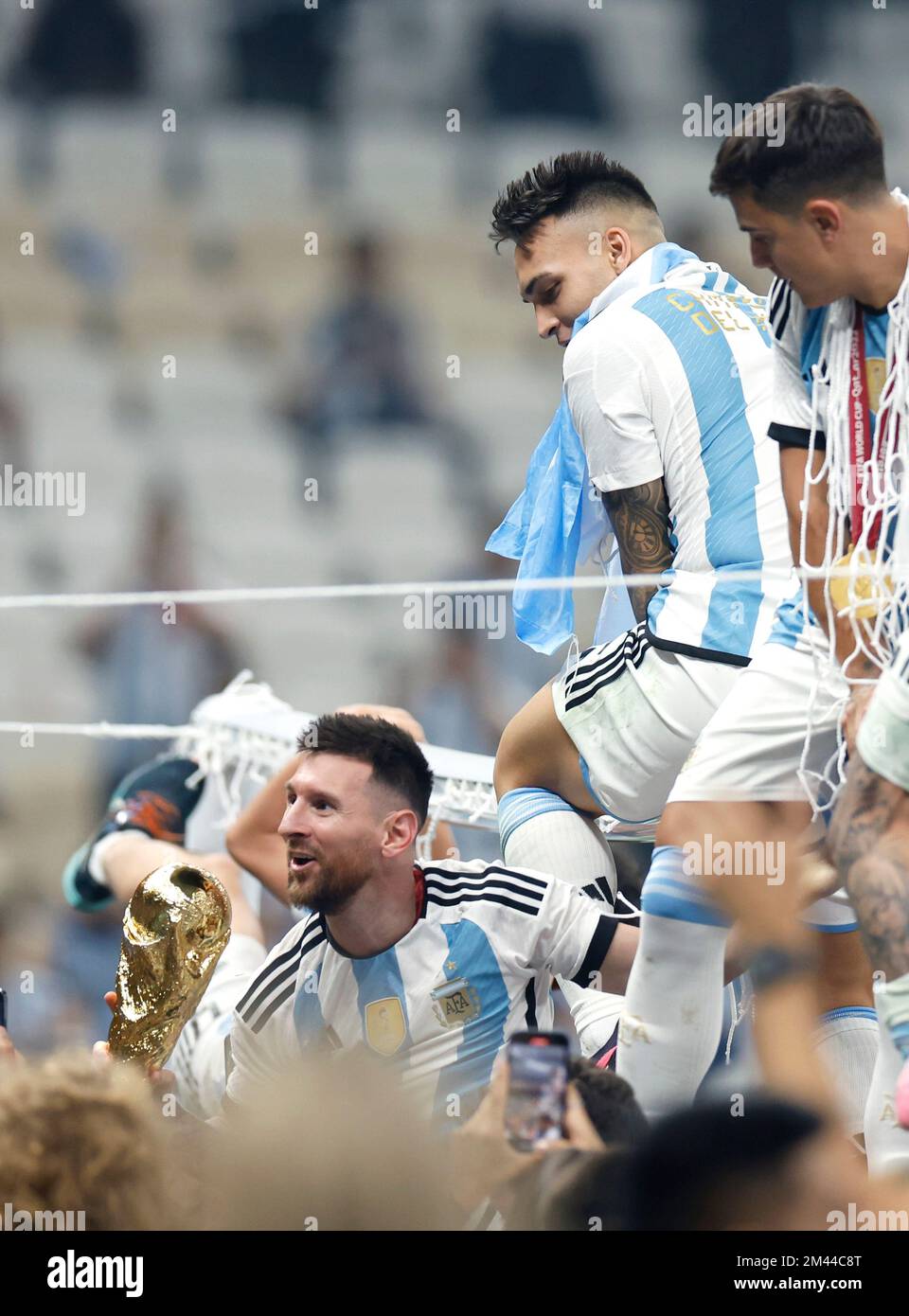 Doha, Qatar. 28th November 2022; Stadium 974, Doha, Qatar; FIFA World Cup  Football, Brazil versus Switzerland; Large Trophy replica for Copa do Mundo  FIFA Qatar 2022 on display pre-game Credit: Action Plus Sports Images/Alamy  Live News Stock