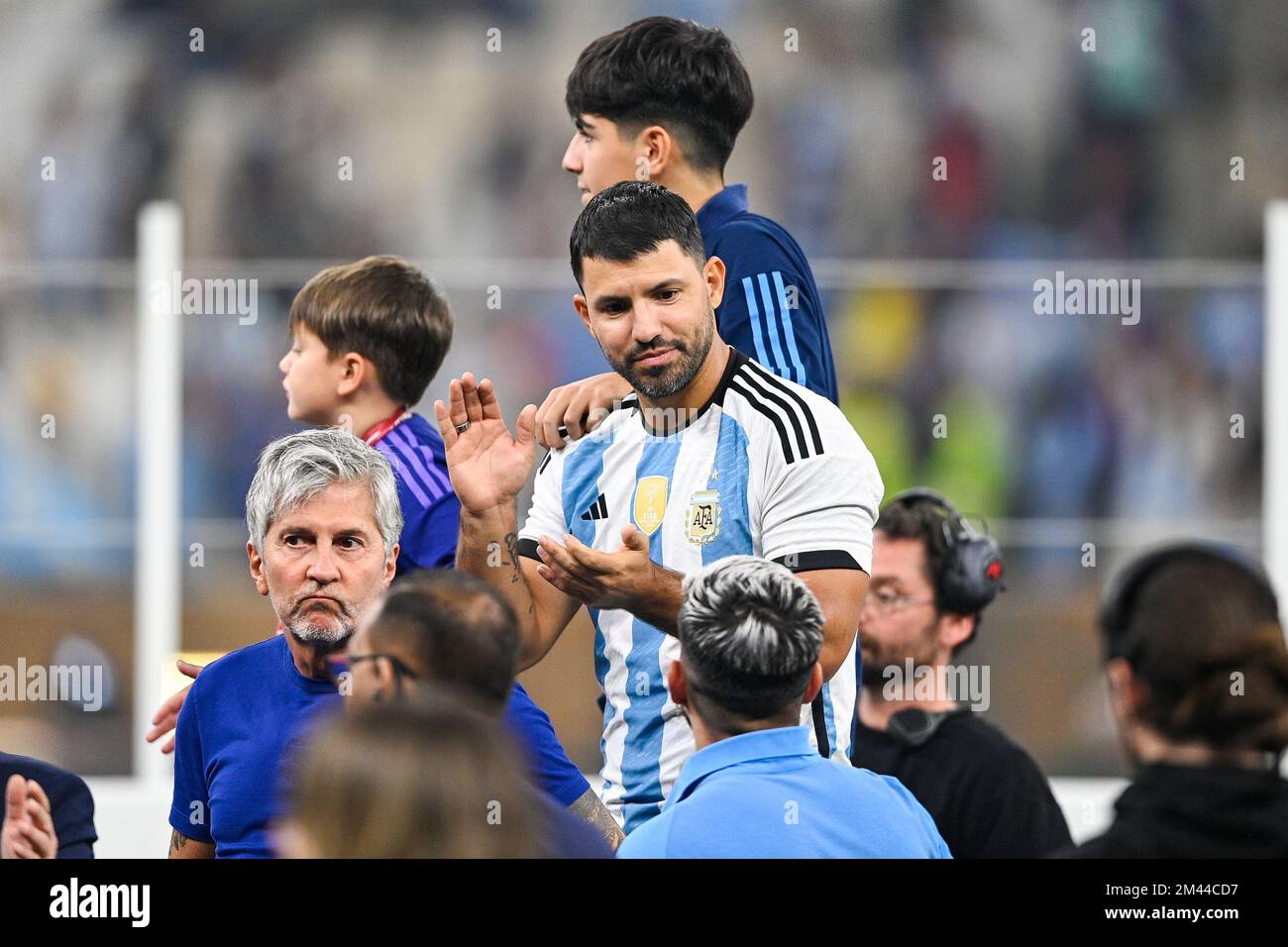 LUSAIL CITY, QATAR - DECEMBER 18: Sergio Aguero of Argentina during the Final - FIFA World Cup Qatar 2022 match between Argentina and France at the Lusail Stadium on December 18, 2022 in Lusail City, Qatar (Photo by Pablo Morano/BSR Agency) Stock Photo