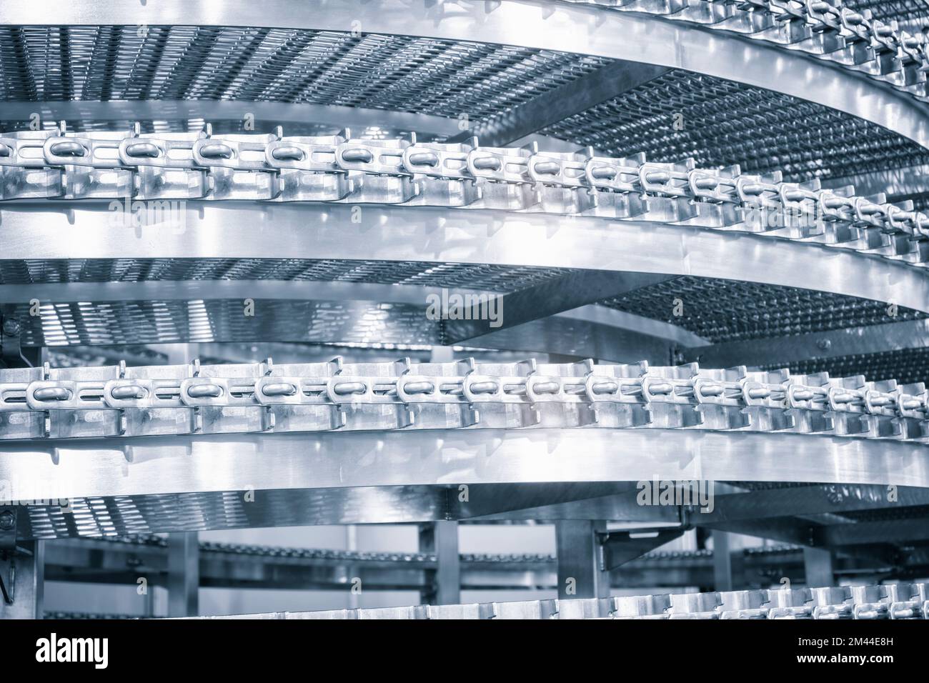 Tape belt of automatic conveyor. product packaging concept Stock Photo