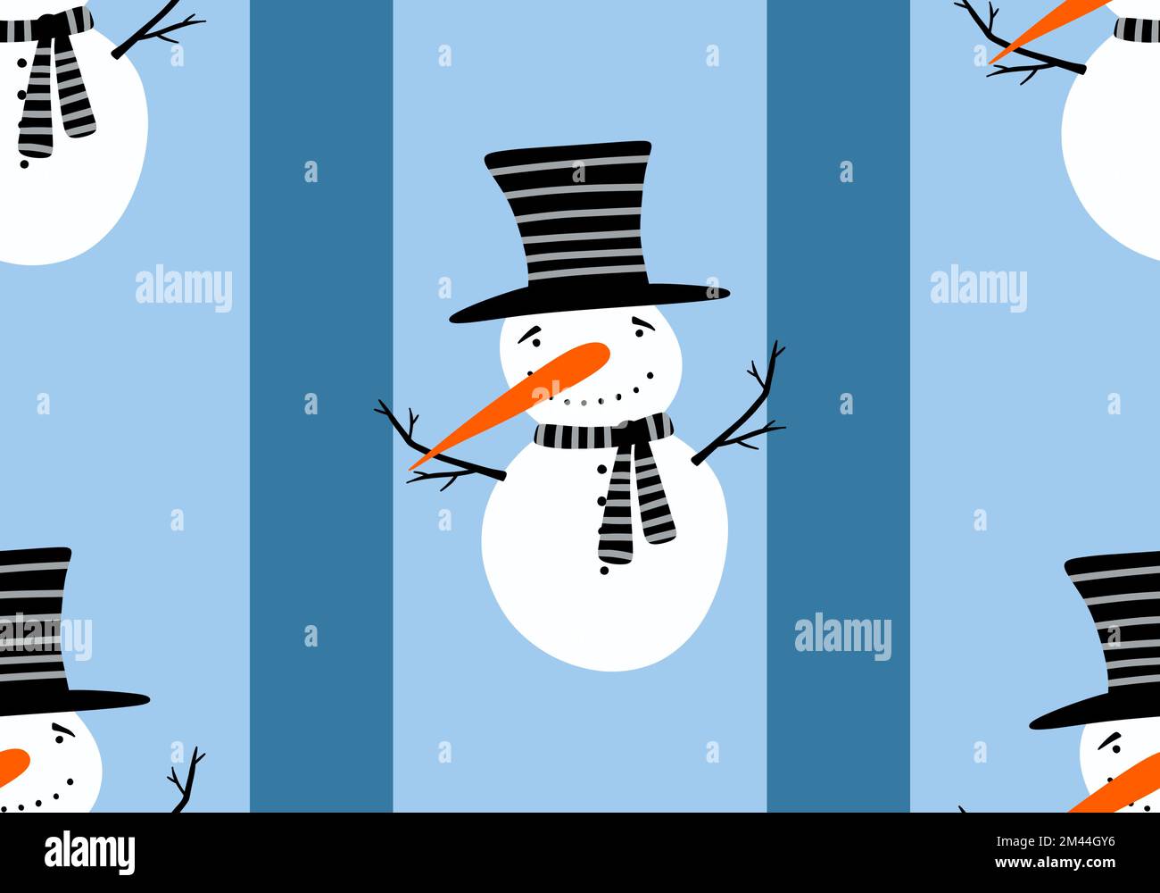 Winter seamless snowman and snowflakes pattern for Christmas wrapping ...