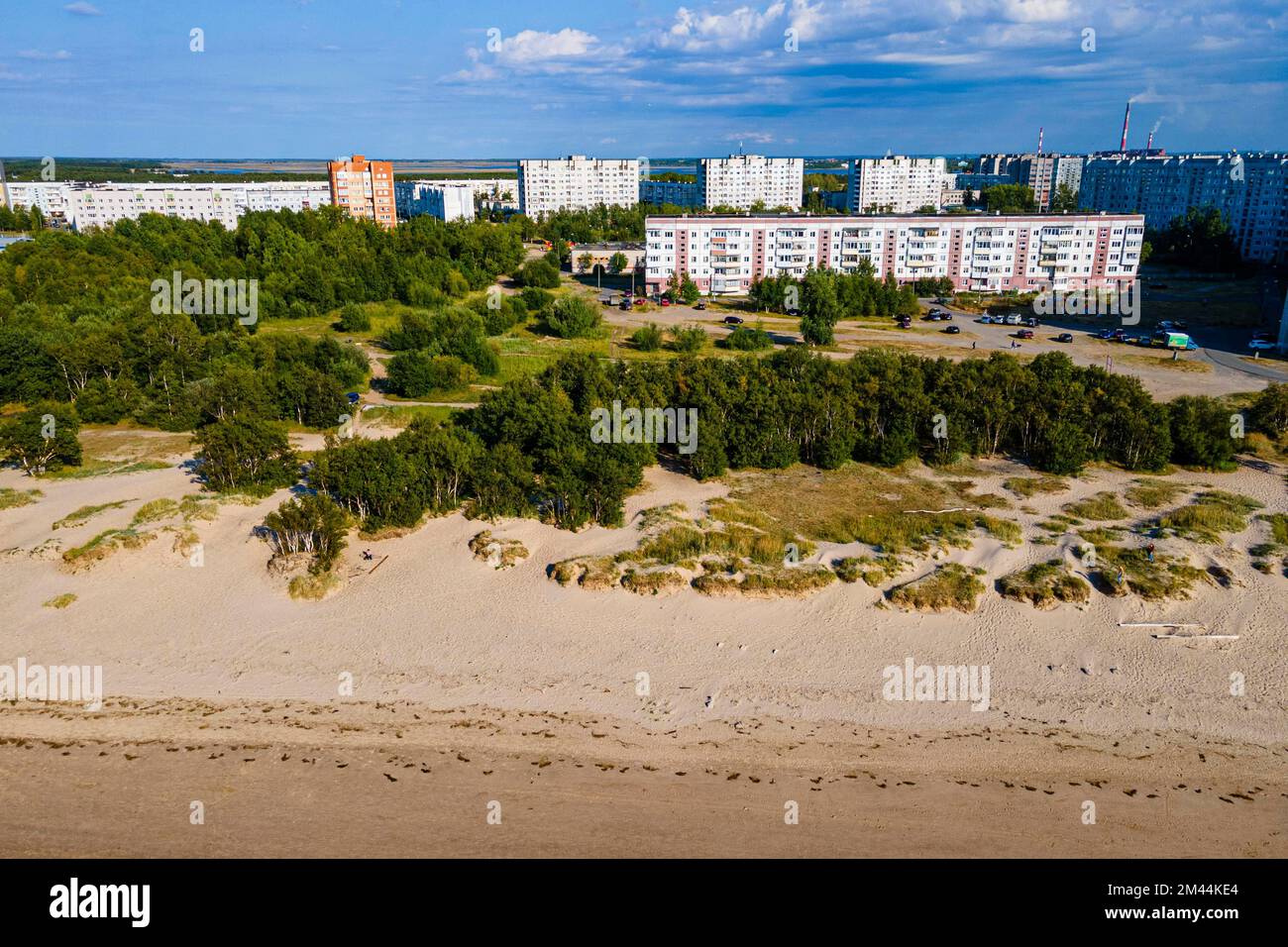 Aerial of the beach, Severodvinsk, Arkhangelsk Oblast, Russia Stock Photo