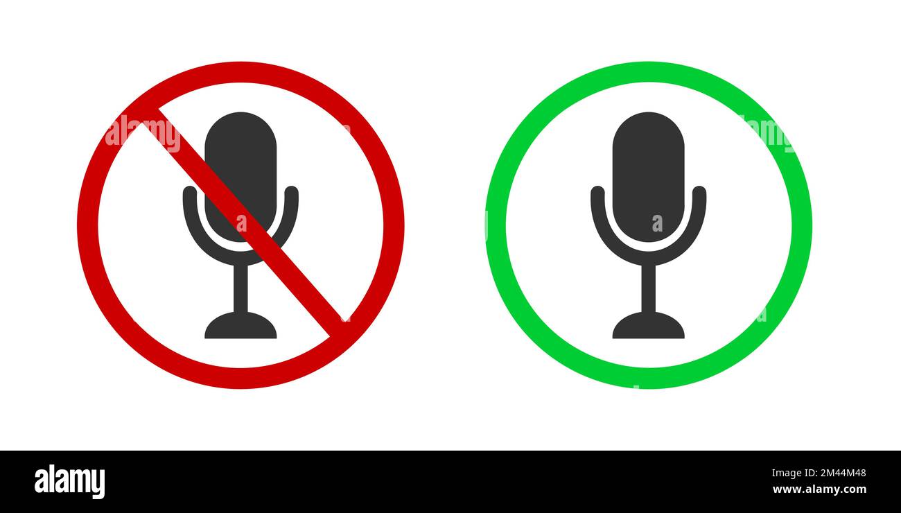 Record disabled and enabled pictograms. Sound off and on symbols in