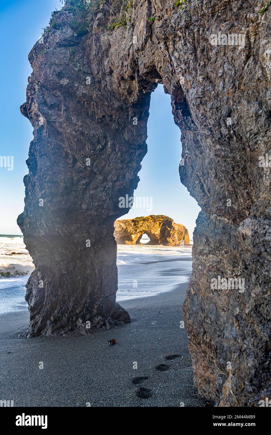 Rock arch, Cape giant, Sakhalin, Russia Stock Photo