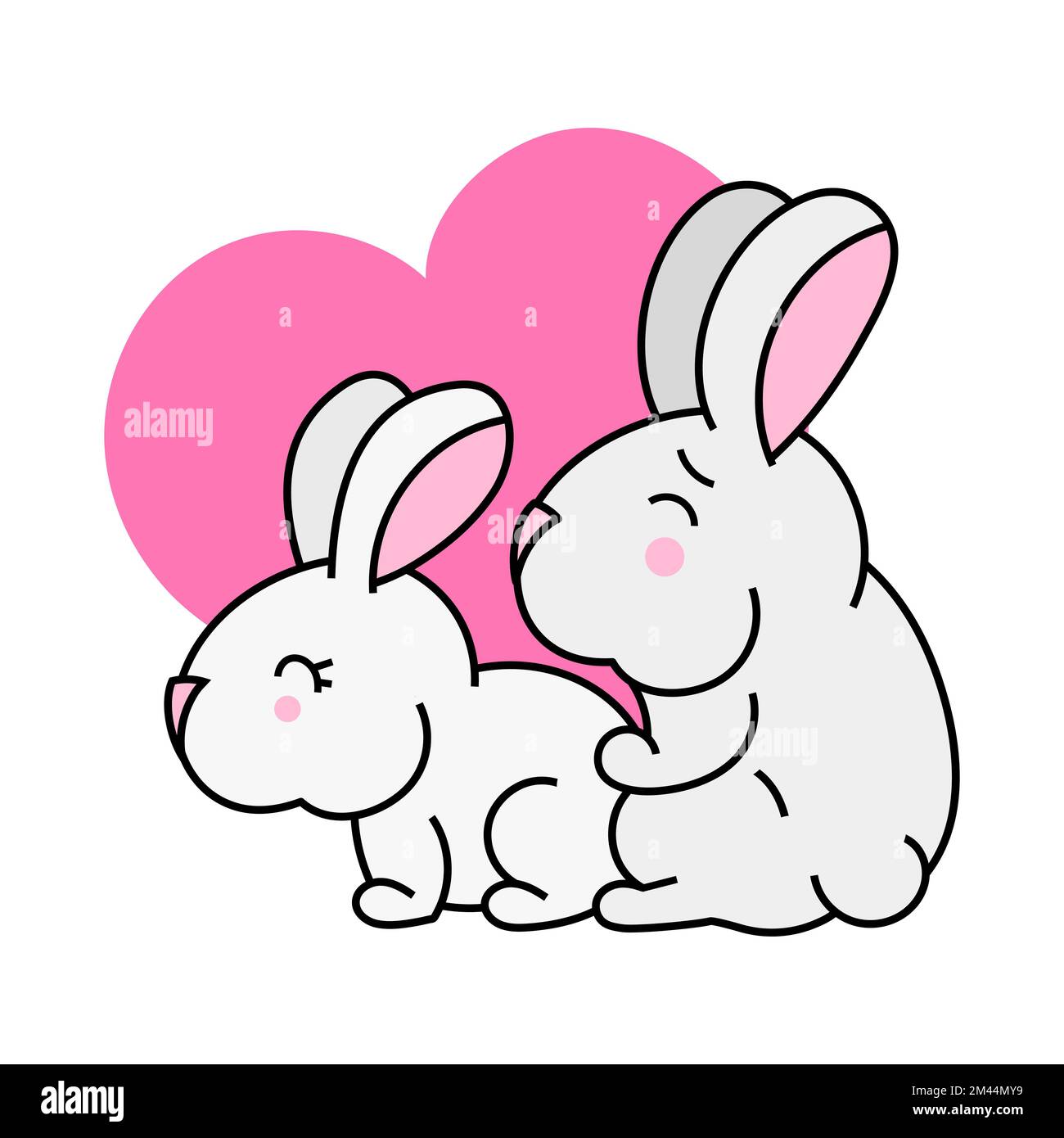 rabbit logo Symbol of love on sweet blue background, greeting card ...