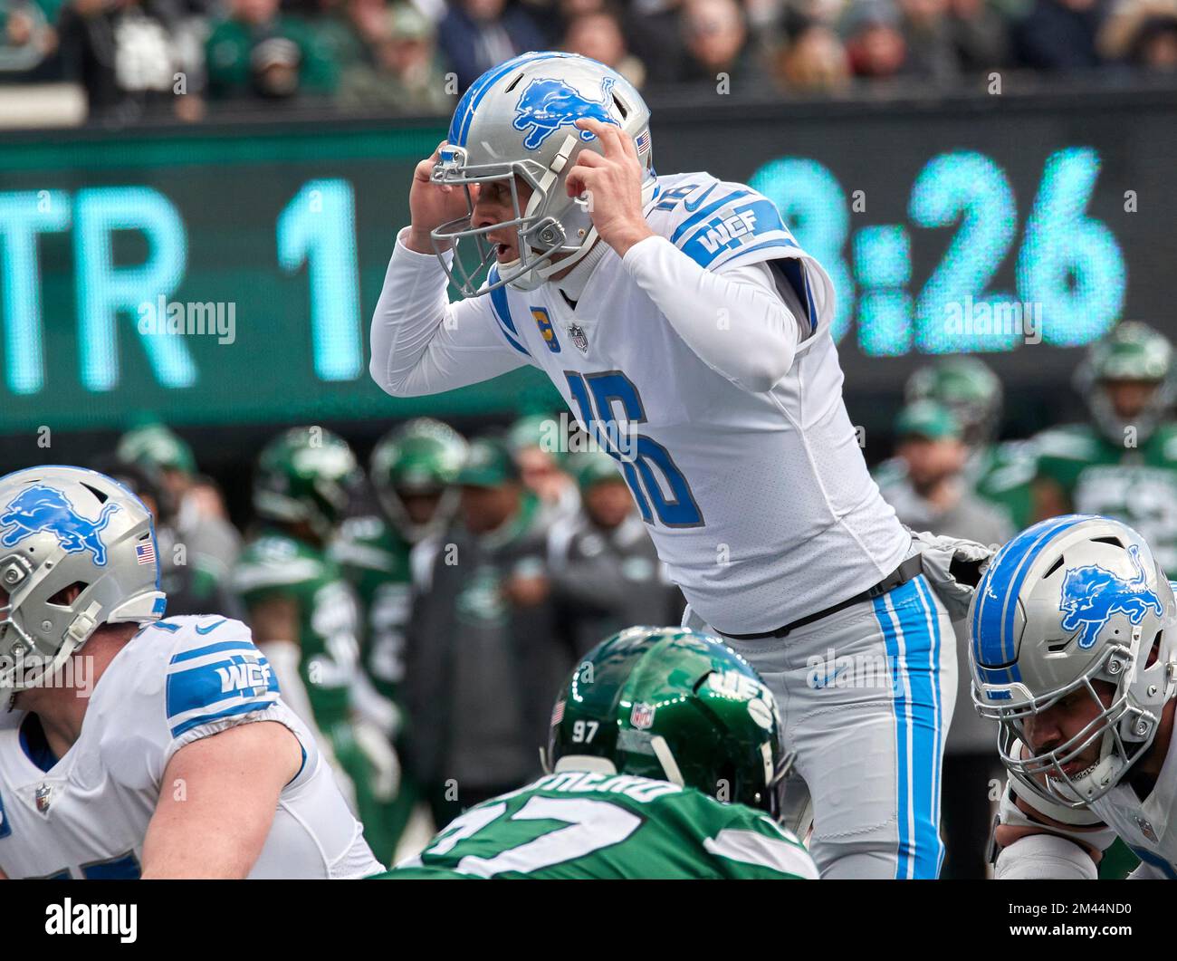 East Rutherford, NJ. 18/12/2022, Detroit Lions quarterback Jared Goff ...