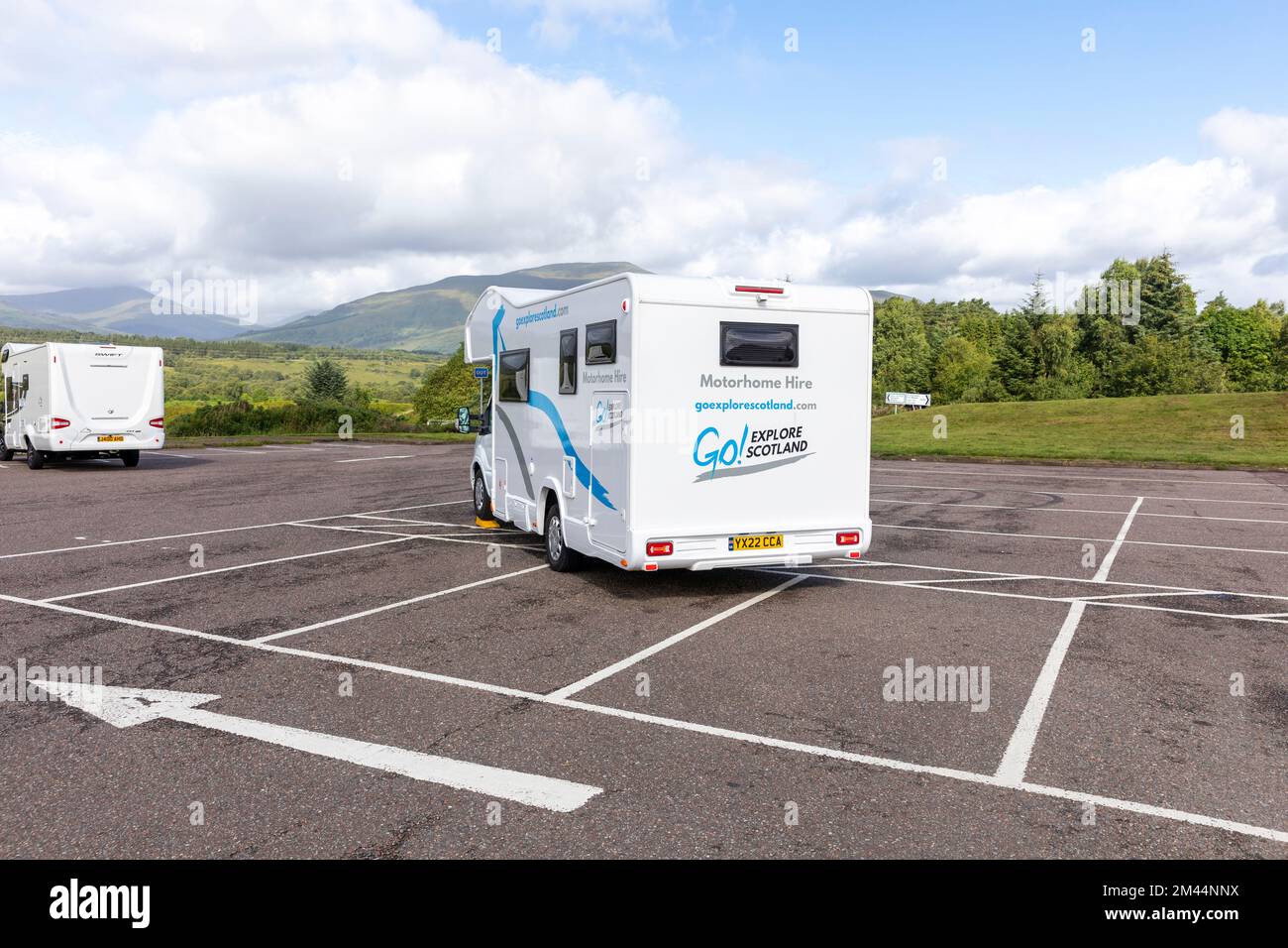 Explore Scotland motorhome parked in a Scottish car park for sleeping overnight,Scotland,UK