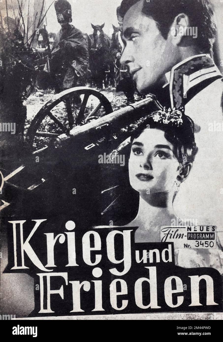 Cinema film War and Peace with Audrey Hepburn and Henry Fonda, cover of a printed programme, 1956 novel adaptation after Leo Tolstoy Stock Photo