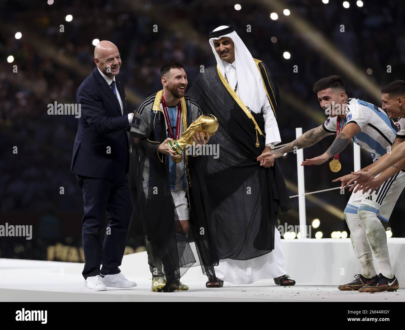 Roman Qatar December 18, 2022, Rome, Qatar: FIFA President Gianni Infantino, Emir ...